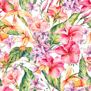 水彩花卉熱帶無縫圖案的創(chuàng)作之美